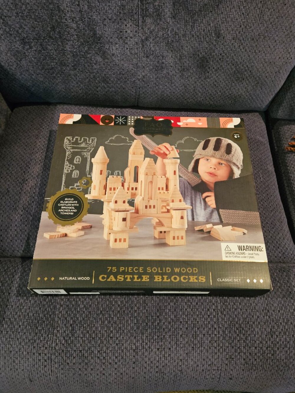 FAO Solid Natural Wood Castle Blocks - 75 pieces. Classic Set.